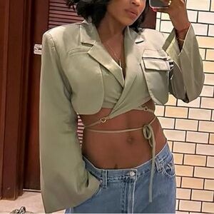 Stylish Women's Green Cropped Jacket